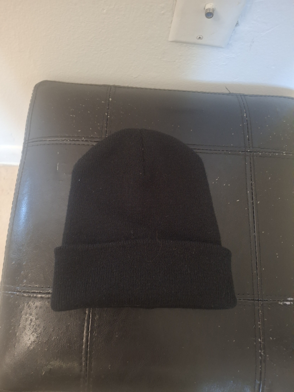 Men's Black Knit Cuffed Beanie Hat